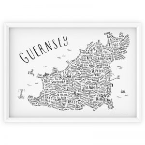 Guernsey illustrated word map print