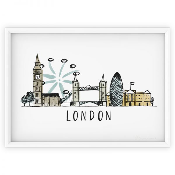 London skyline illustration drawn in a contemporary style